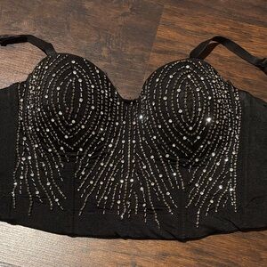 Windsor Black Beaded Bustier Top